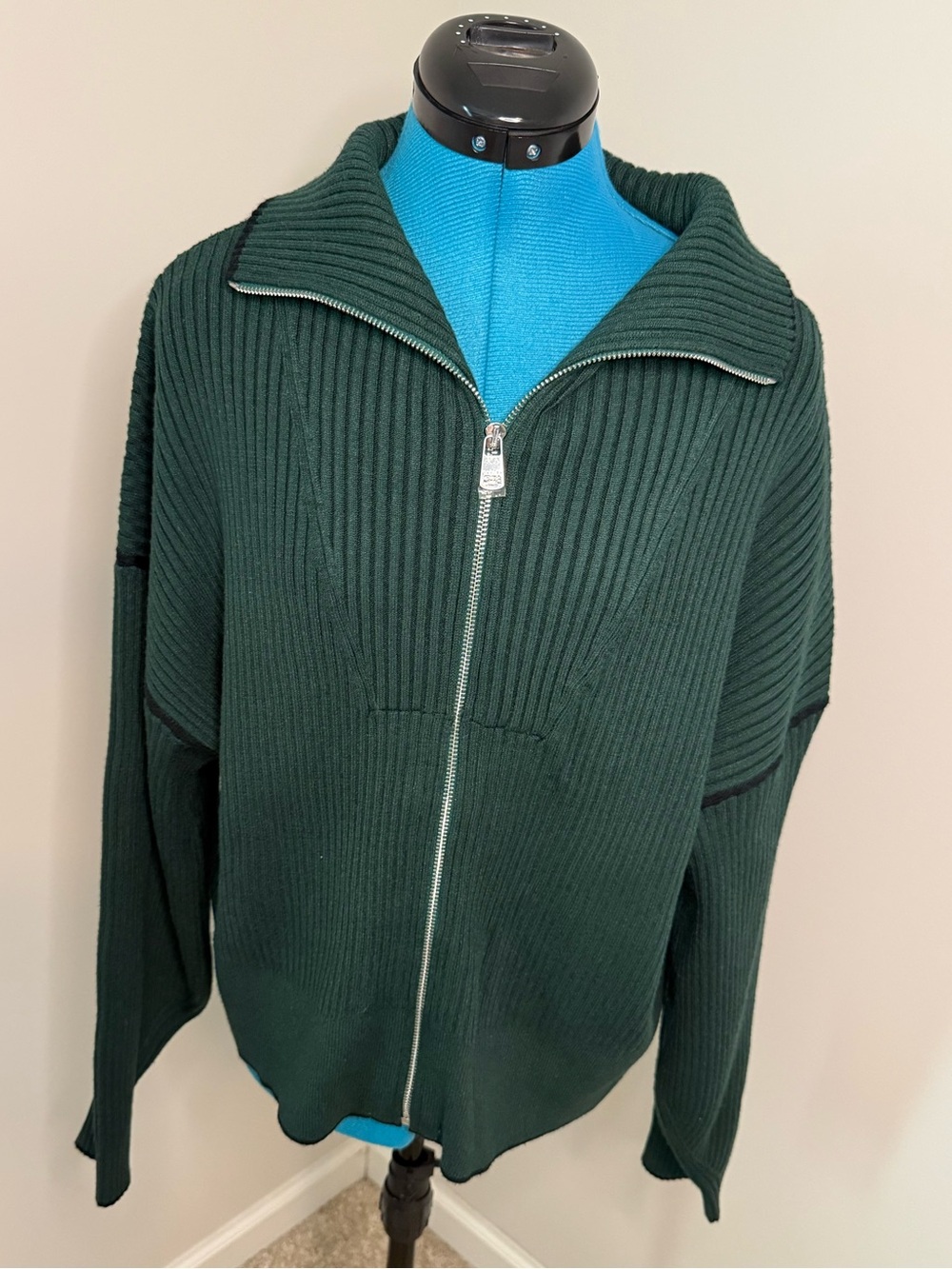 Varley Carmen Rib Knit Cardigan in Dark Spruce Green NWT XL - Picture 1 of 5